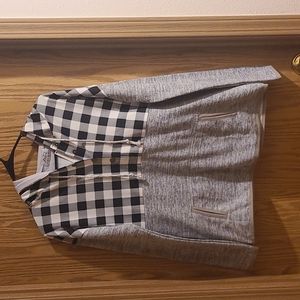 Black Plaid Pocketed Hoodie